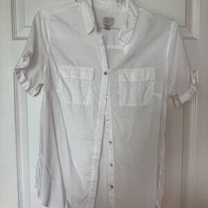 Women's Shear White Button Down. Size Medium
